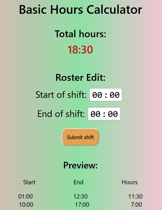 Basic hours calculator image